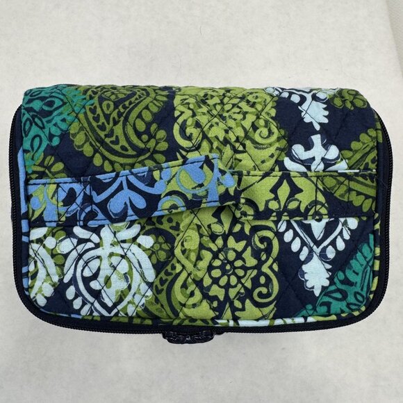 Vera Bradley Quilted Cosmetic Bag Blue Green Caribbean Sea Travel Organizer - Picture 9 of 16